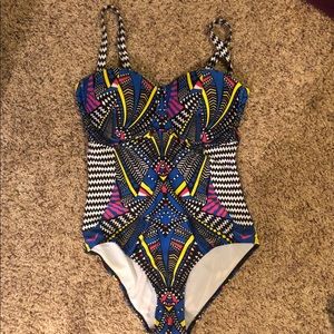 Slimming Control One Piece Geometric Swimsuit